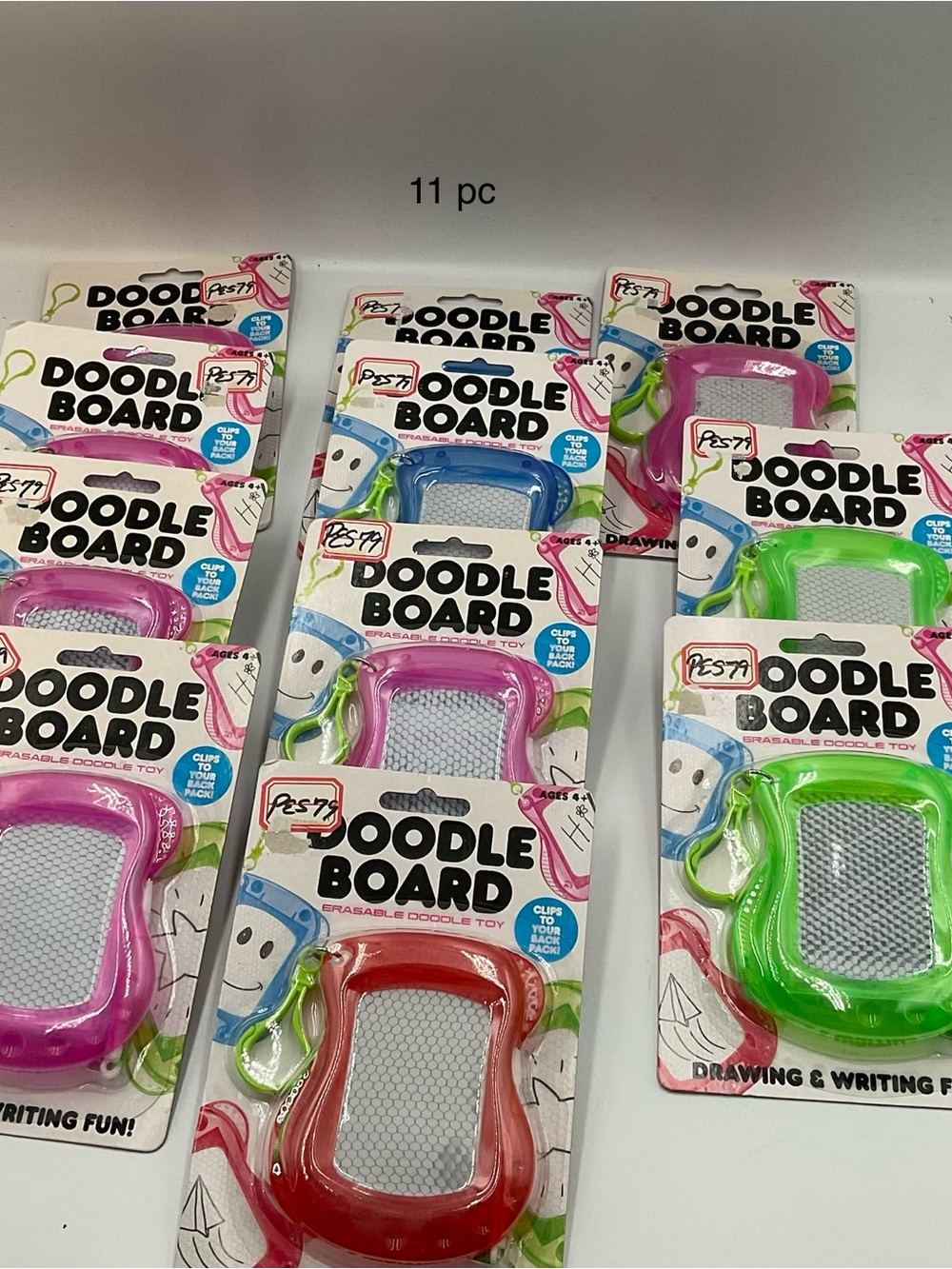 Doodle Board Kids Magnetic Drawing Toy - Pink, Green, Blue, Red 11pc